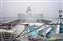 A rare view of the ship's pool covered with snow